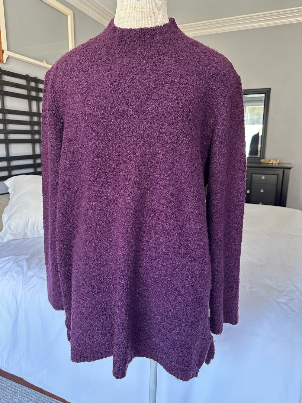 Calvin Klein Plum Mock Neck Tunic Sweater, size XL - Picture 3 of 14